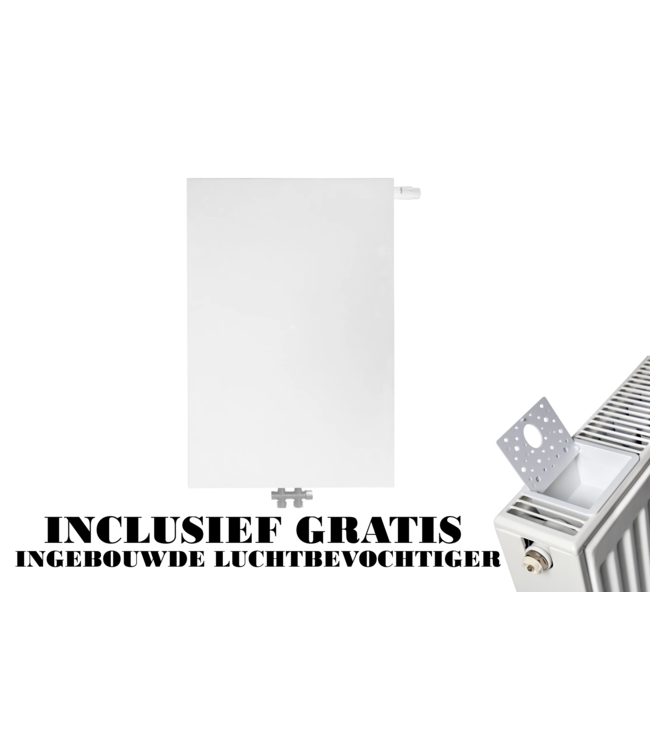  90x40 cm Type 22 - 1434 Watt - ECA Hybride 8+ Vlakke Paneelradiator met ingebouwde boosters - Wit