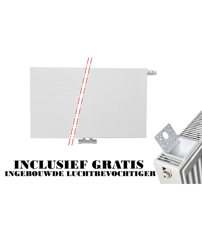  40x180 cm Type 22 8+ Hybride - 3229 Watt - ECA radiateur à panneaux avec 8 raccords - face avant rainurée - Blanc