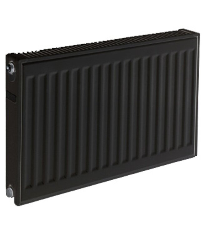  50x60 cm Type 22 - 1330 Watt - ECA Hybride 8+ Geribbelde Paneelradiator met ingebouwde boosters - Zwart