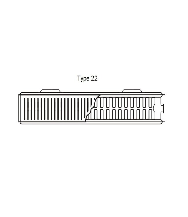  60x80 cm Type 22 - 2014 Watt - ECA Hybride 8+ Geribbelde Paneelradiator met ingebouwde boosters - Zwart