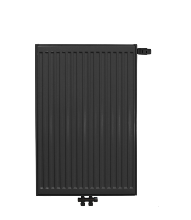  90x100 cm Type 22 - 3374 Watt - ECA Hybride 8+ Geribbelde Paneelradiator met ingebouwde boosters - Zwart