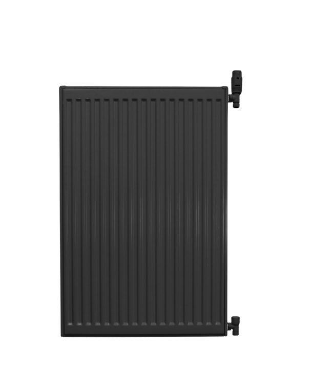  90x100 cm Type 22 - 3374 Watt - ECA Hybride 8+ Geribbelde Paneelradiator met ingebouwde boosters - Zwart