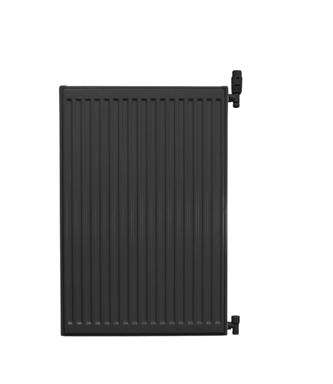  90x120 cm Type 22 8+ Hybride - 4049 Watt - ECA radiateur à panneaux avec 8 raccords - face avant nervurée - Noir