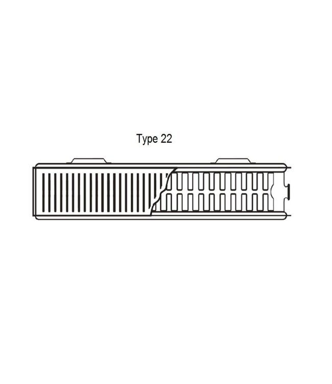  50x220 cm Type 22 - 4720 Watt - ECA Hybride 8+ Vlakke Paneelradiator met ingebouwde boosters - Zwart
