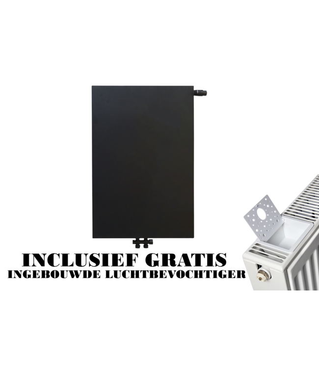  90x60 cm Type 22 8+ Hybride - 2024 Watt - ECA radiateur à panneaux avec 8 raccords - face avant lisse - Noir