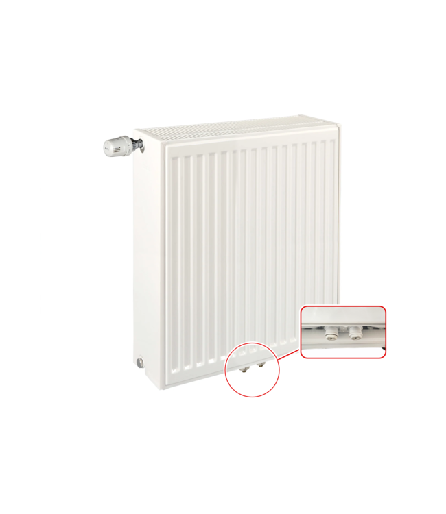  90x120 cm Type 33 8+ Hybride - 5967 Watt - ECA radiateur à panneaux avec 8 raccords - face avant nervurée - Blanc