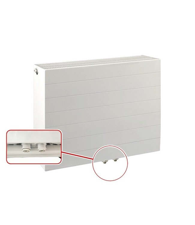  50x200 cm Type 33 8+ Hybride - 6334 Watt - ECA radiateur à panneaux avec 8 raccords - face avant rainurée - Blanc