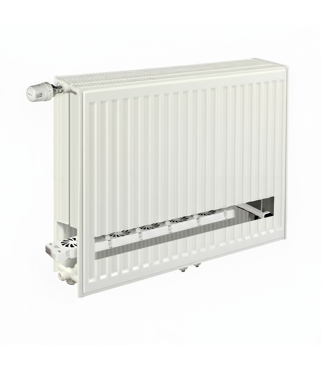  50x80 cm Type 33 - 2533 Watt - ECA Hybride 8+ Geribbelde Paneelradiator met ingebouwde boosters - Wit