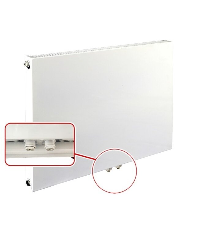  40x100 cm Type 11 - 964 Watt - ECA Hybride 8+ Vlakke Paneelradiator met ingebouwde boosters - Wit