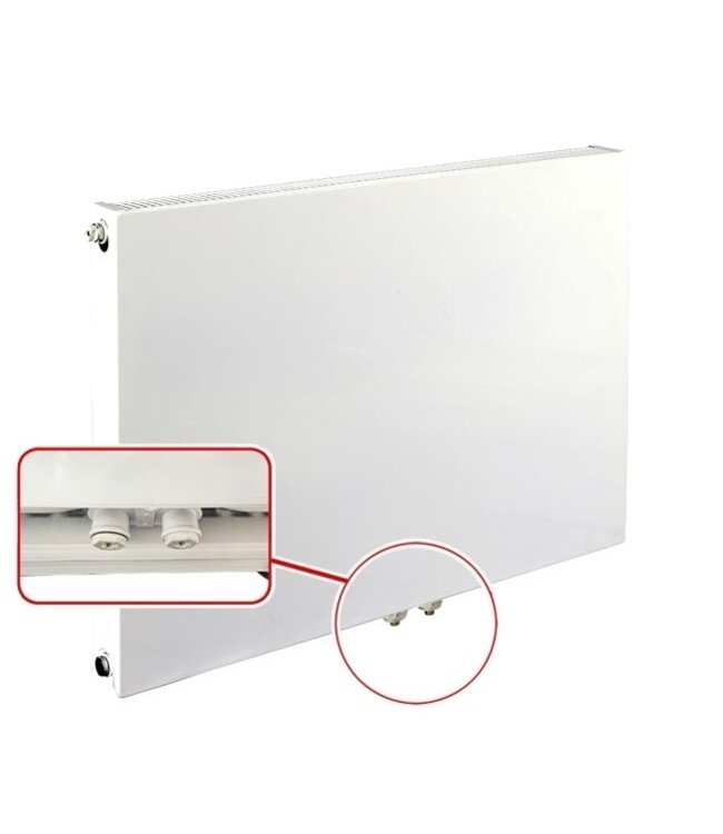  50x160 cm Type 11 - 1856 Watt - ECA Hybride 8+ Vlakke Paneelradiator met ingebouwde boosters - Wit