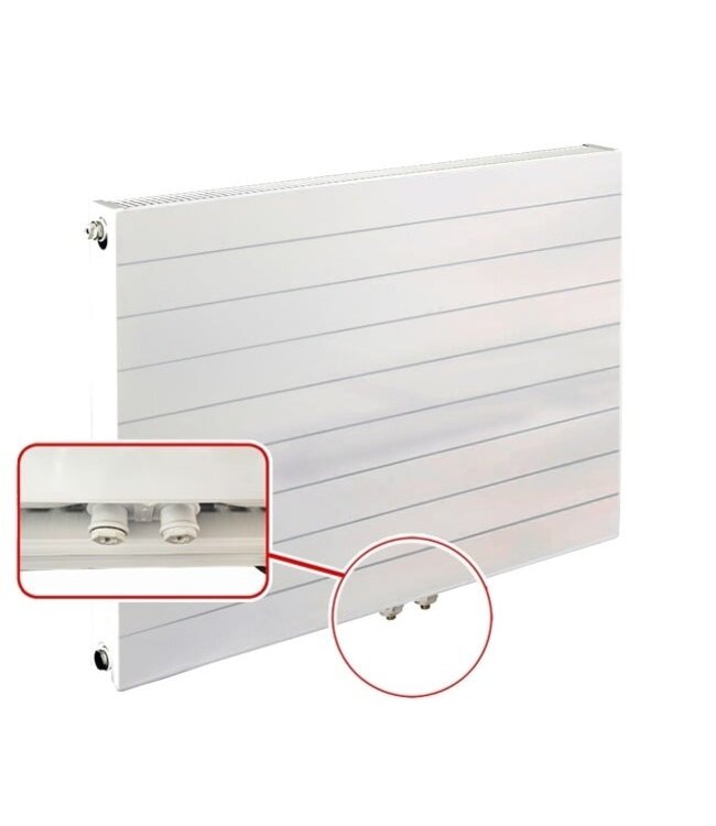  60x80 cm Type 11 8+ Hybride - 1081 Watt - ECA radiateur à panneaux avec 8 raccords - face avant rainurée - Blanc