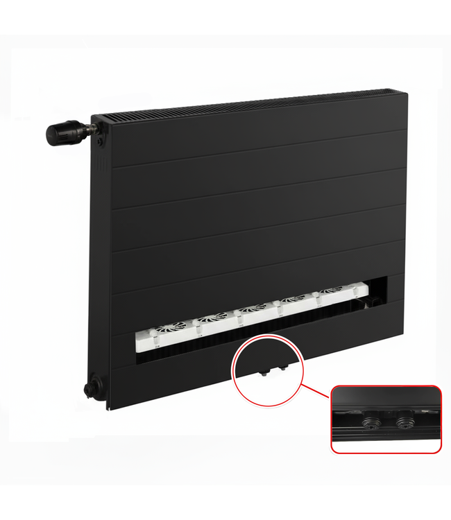  60x120 cm Type 11 8+ Hybride - 1620 Watt - ECA radiateur à panneaux avec 8 raccords - face avant rainurée - Noir