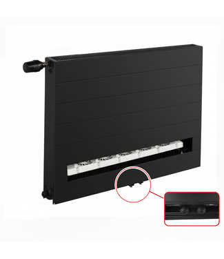 ECA 90x80 cm Type 11 8+ Hybride - 1518 Watt - ECA radiateur à panneaux avec 8 raccords - face avant rainurée - Noir
