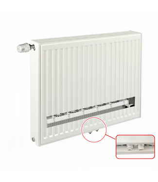 ECA 40x100 cm Type 11 - 964 Watt - ECA Hybride 8+ Geribbelde Paneelradiator met ingebouwde boosters - Wit