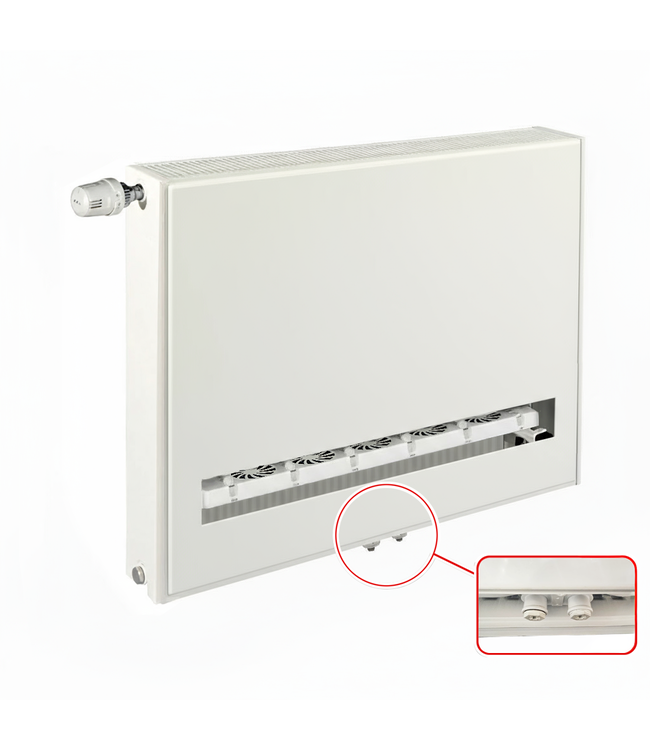  60x160 cm Type 11 - 2161 Watt - ECA Hybride 8+ Vlakke Paneelradiator met ingebouwde boosters - Wit