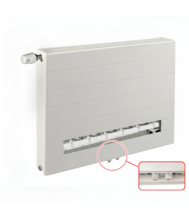  50x160 cm Type 11 - 1856 Watt - ECA Hybride 8+ Gegroefde Paneelradiator met ingebouwde boosters - Wit