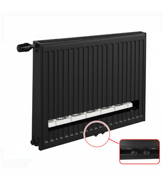 ECA 50x80 cm Type 11 - 928 Watt - ECA Hybride 8+ Geribbelde Paneelradiator met ingebouwde boosters - Zwart