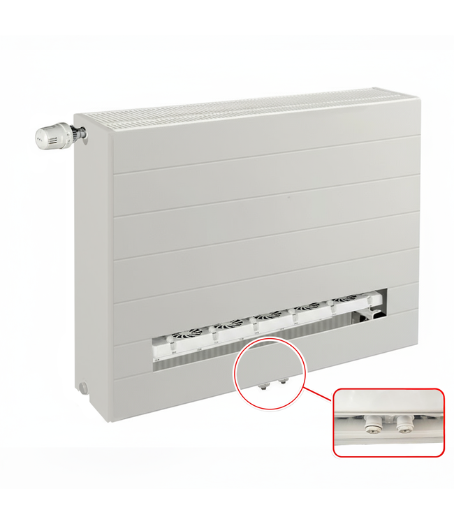  40x120 cm Type 33 8+ Hybride - 3173 Watt - ECA radiateur à panneaux avec 8 raccords - face avant rainurée - Blanc