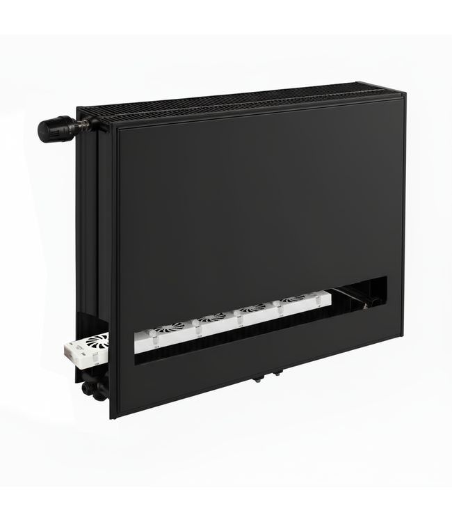  30x140 cm Type 33 - 2973 Watt - ECA Hybride 8+ Vlakke Paneelradiator met ingebouwde boosters - Zwart