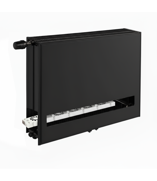  30x140 cm Type 33 8+ Hybride - 2973 Watt - ECA radiateur à panneaux avec 8 raccords - face avant lisse - Noir