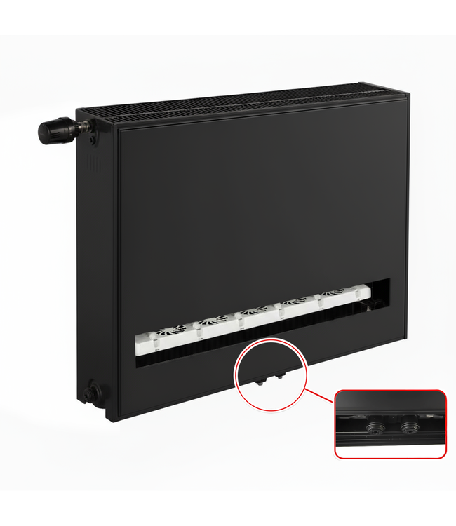  30x200 cm Type 33 8+ Hybride - 4223 Watt - ECA radiateur à panneaux avec 8 raccords - face avant lisse - Noir