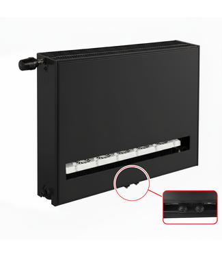 ECA 50x120 cm Type 33 8+ Hybride - 3801 Watt - ECA radiateur à panneaux avec 8 raccords - face avant lisse - Noir