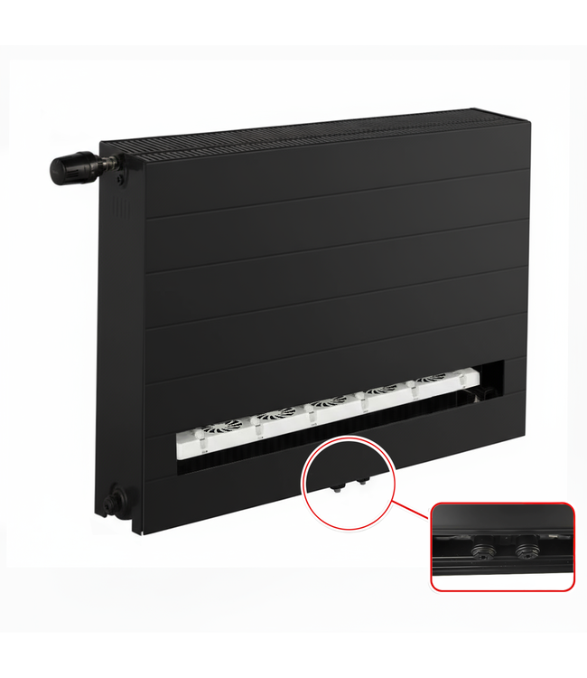  40x140 cm Type 33 8+ Hybride - 3702 Watt - ECA radiateur à panneaux avec 8 raccords - face avant rainurée - Noir