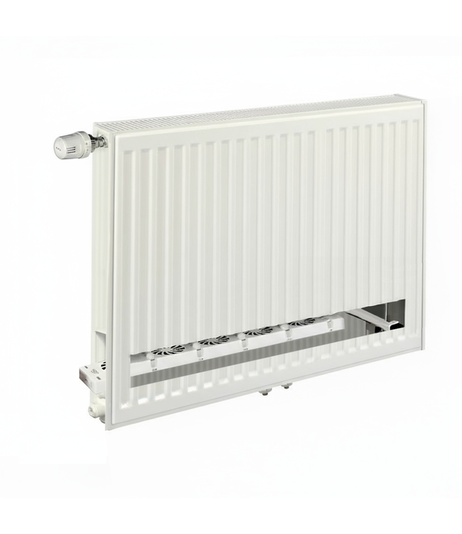  60x80 cm Type 11 - 1081 Watt - ECA Hybride 8+ Geribbelde Paneelradiator met ingebouwde boosters - Wit