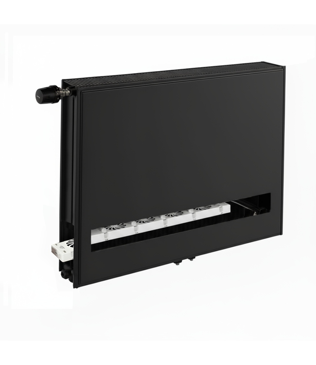  60x80 cm Type 22 8+ Hybride - 2014 Watt - ECA radiateur à panneaux avec 8 raccords - face avant lisse - Noir