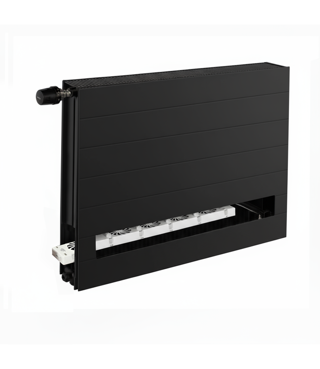  60x60 cm Type 22 8+ Hybride - 1532 Watt - ECA radiateur à panneaux avec 8 raccords - face avant rainurée - Noir