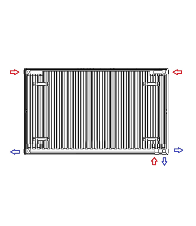  60x160 cm Type 11 - 1834 Watt - Oppio radiateur à panneaux avec 6 raccords - face avant rainurée - Blanc (RAL 9016)