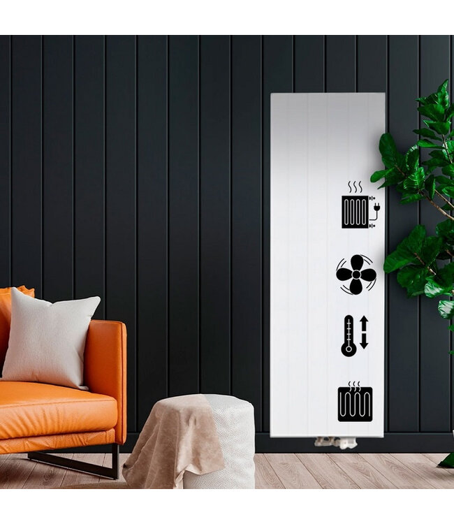  180x60 cm Type 22 - 3438 Watt - Radiateur Vertical Duo Hybride avec fonction Wifi - façade rainurée - Blanc (Ral 9016)