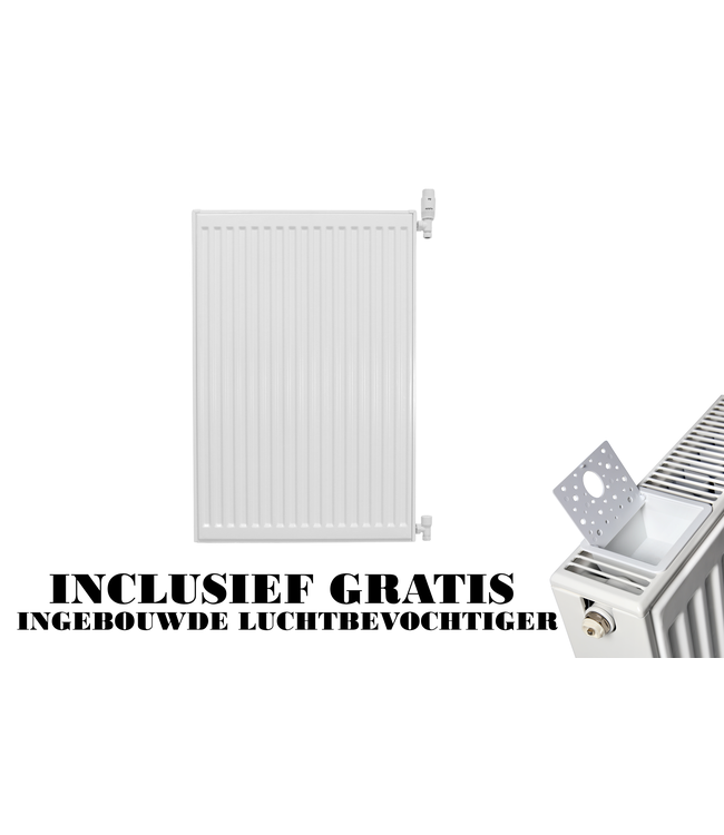  90x40 cm Type 22 - 1167 Watt - Oppio Paneelradiator met 6 aansluitingen - geribbelde voorzijde - Wit (RAL 9016)