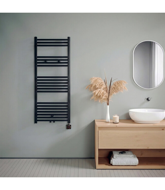  120x50 cm - Radiateur sèche-serviettes électrique Oppio Smart WiFi Matt Black (Ral 9005)