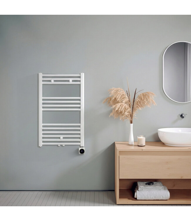  80x50 cm - Radiateur sèche-serviettes électrique Oppio Smart WiFi White (Ral 9016)