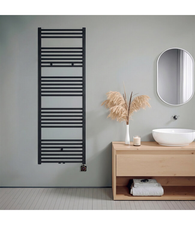 160x60 cm - Radiateur sèche-serviettes électrique Oppio Smart WiFi Matt Black (Ral 9005)