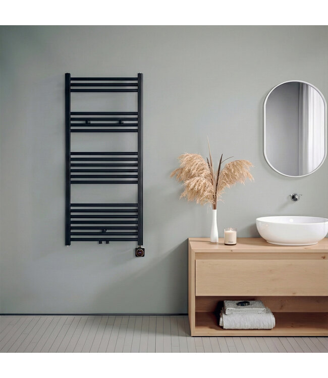  120x60 cm - Radiateur sèche-serviettes électrique Oppio Smart WiFi Matt Black (Ral 9005)