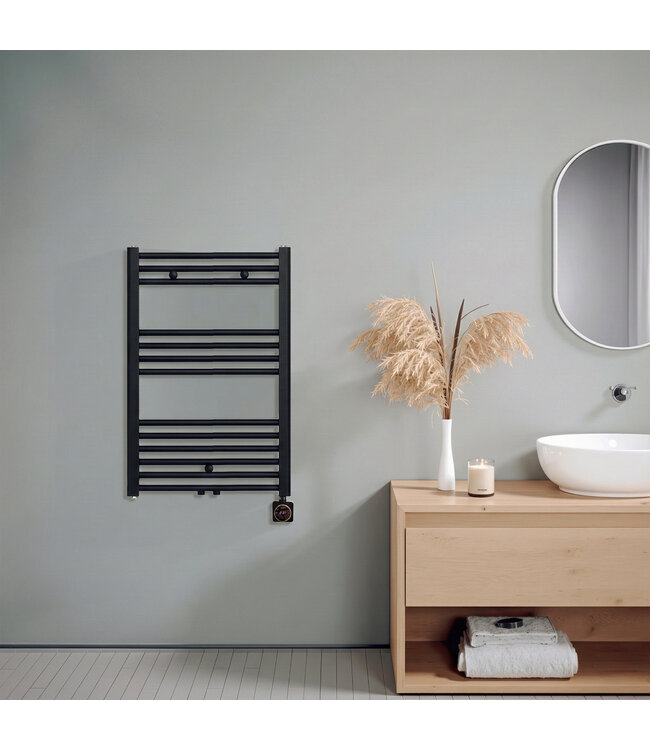  80x60 cm - Oppio Smart WiFi Mat Zwart elektrische handdoekradiator (Ral 9005)