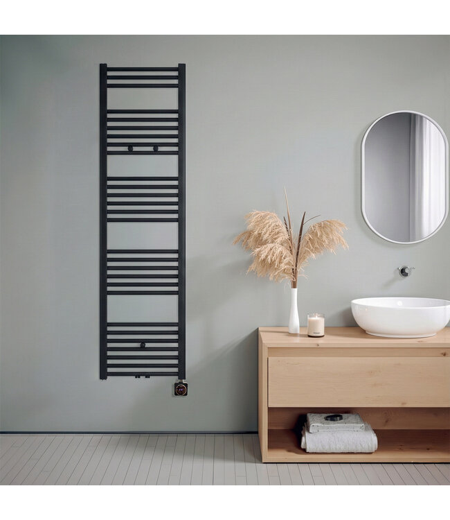  160x40 cm - Radiateur sèche-serviettes électrique Oppio Smart WiFi Matt Black (Ral 9005)