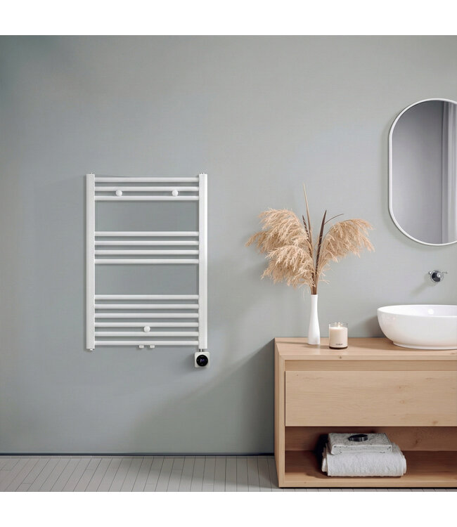  80x60 cm - Radiateur sèche-serviettes électrique Oppio Smart WiFi White (Ral 9016)