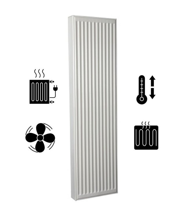  160x60 cm Type 22 - 3138 Watt - Duo Hybride Verticale radiator met Wifi functie - geribbelde voorzijde - Mat Zwart (Ral 9005)