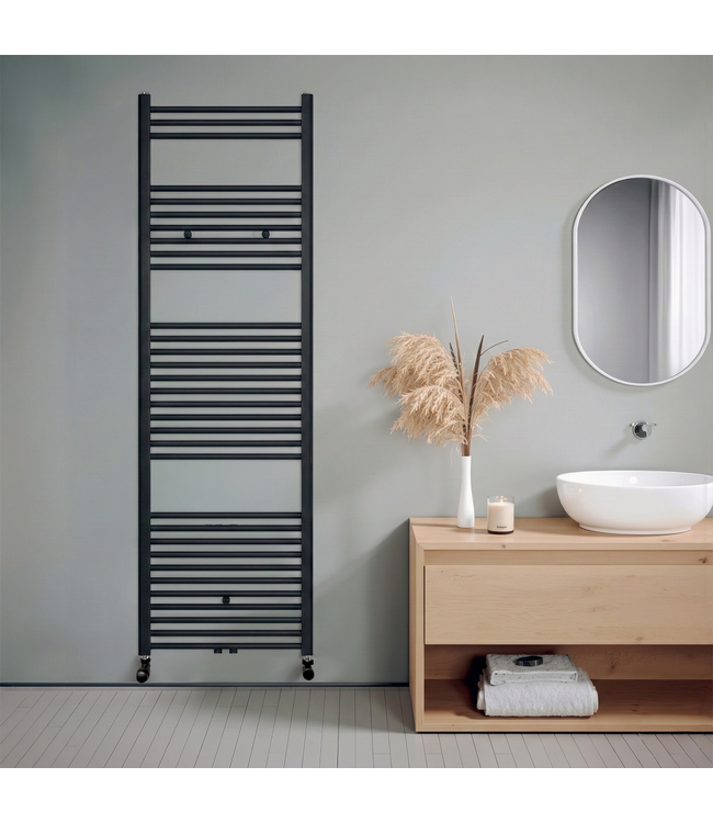  180x60 cm - 1214 watts - Radiateur sèche-serviettes Oppio - Noir mat (Ral 9005)