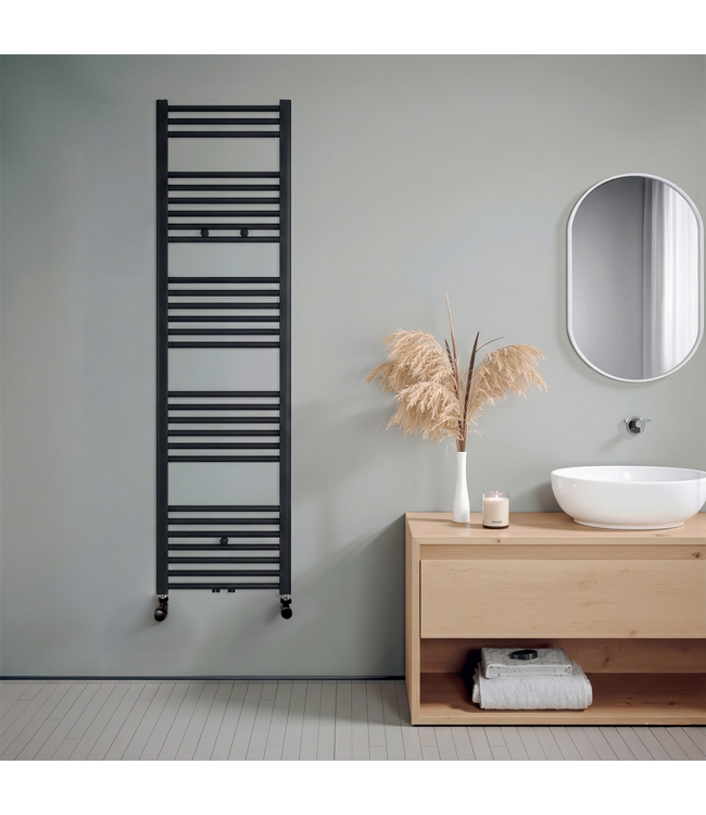  160x40 cm - 740 Watt - Oppio Handdoekradiator - Mat Zwart (Ral 9005)