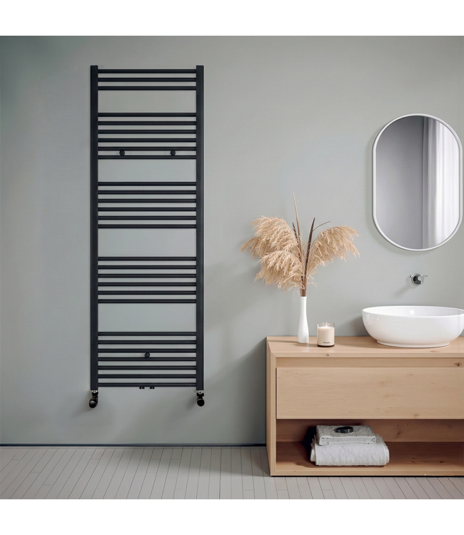  160x60 cm - 1072 watts - Radiateur sèche-serviettes Oppio - Noir mat (Ral 9005)