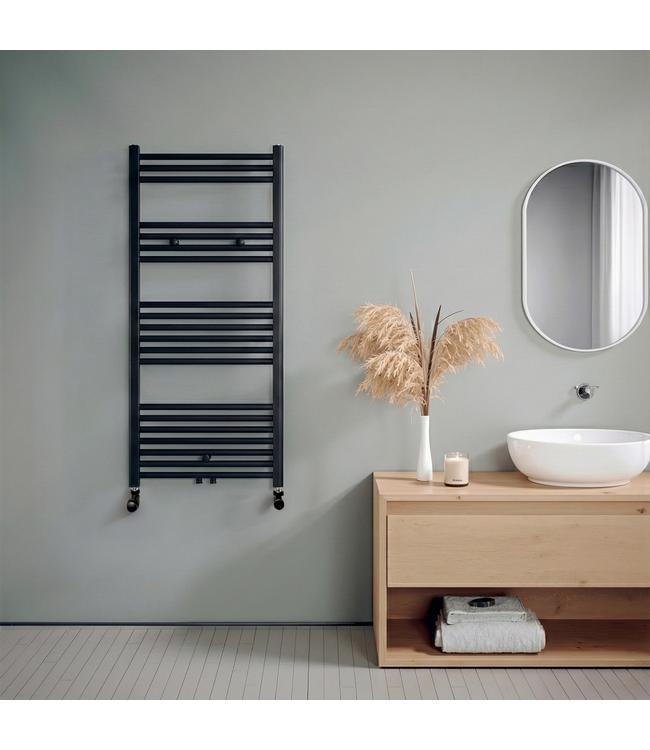  120x60 cm - 794 Watt - Oppio Handdoekradiator - Mat Zwart (Ral 9005)