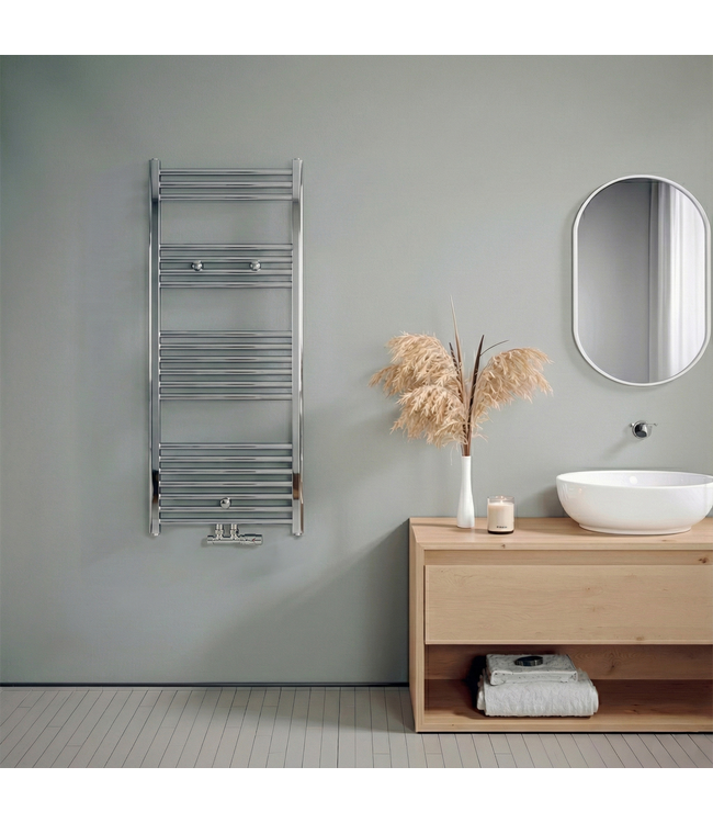  120x50 cm - 673 Watt - Oppio Handdoekradiator - Rvs look