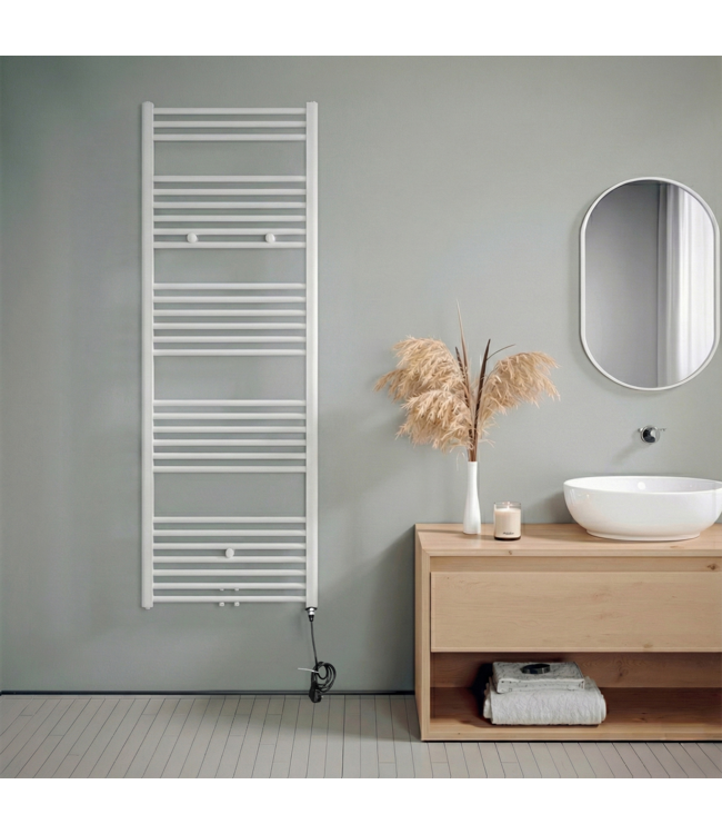  160x60 cm - Oppio E-Basis Wit (Ral 9016) elektrische Handdoekradiator 1072 Watt