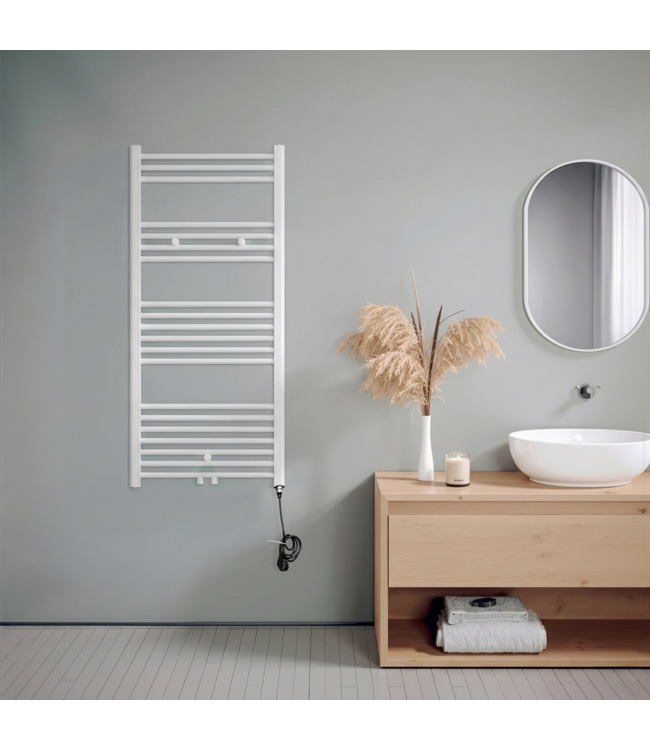  120x60 cm - Radiateur sèche-serviettes électrique Oppio E-Basic Blanc (Ral 9016) 794 Watt