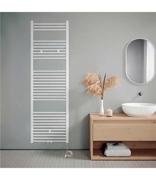  180x60 cm - Radiateur sèche-serviettes électrique Oppio E-Basic Blanc (Ral 9016) 1214 Watt