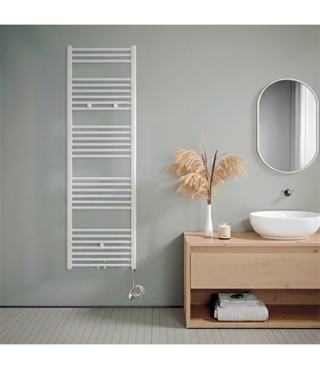  160x50 cm - Radiateur sèche-serviettes électrique Oppio E-Basic Blanc (Ral 9016) 906 Watt